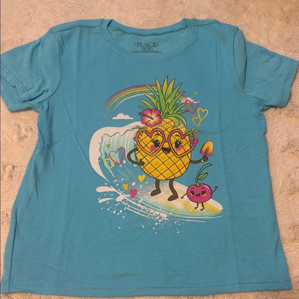 The Children's Place Turquoise Pineapple Surf Tee.  Size 5/6